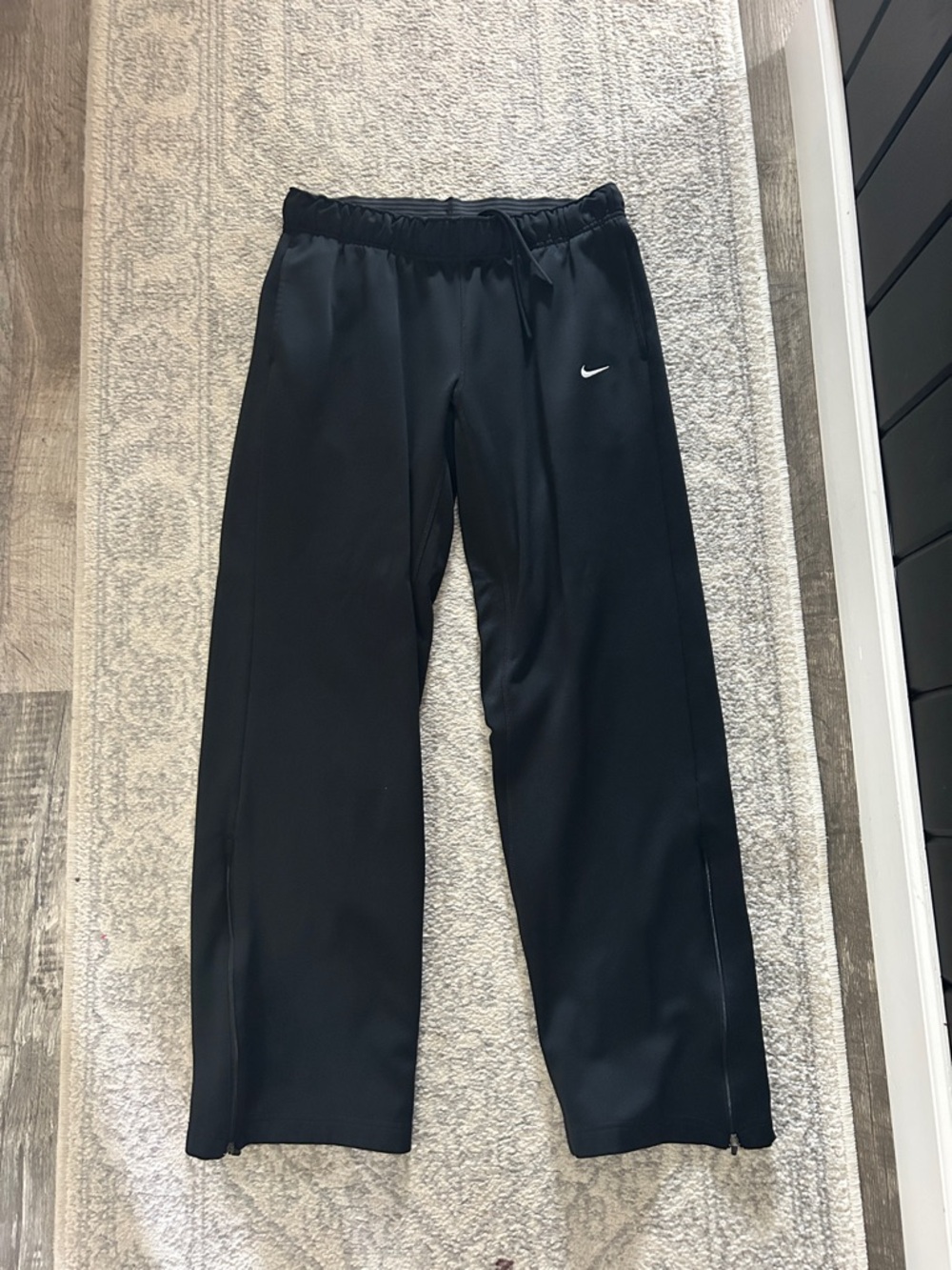 Nike Black Athletic Pants with White Swoosh